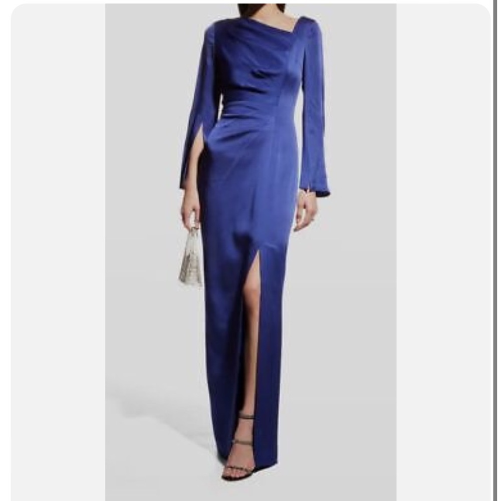 Rickie Freeman for Teri Jon Women's Blue Slit-Sleeve Gown Dress Size 6
